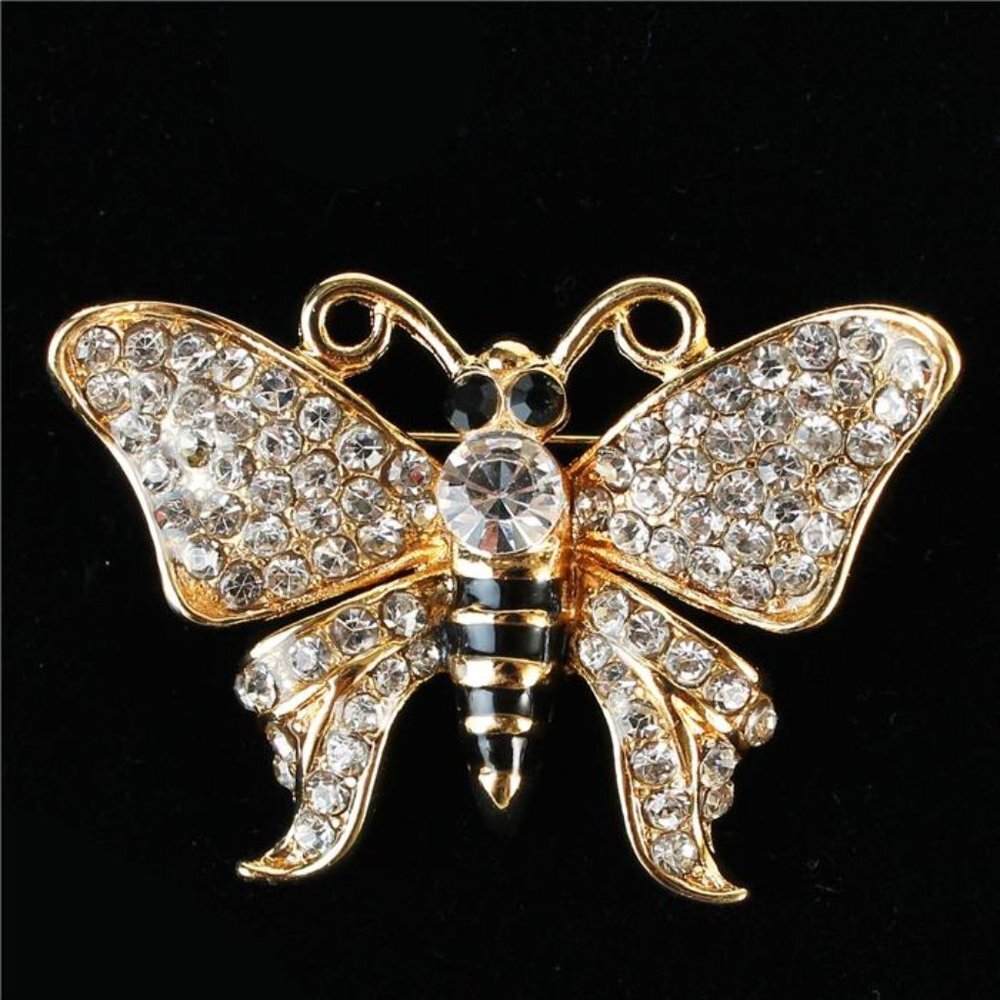 CZ CRYSTAL BUTTERFLY BROOCH